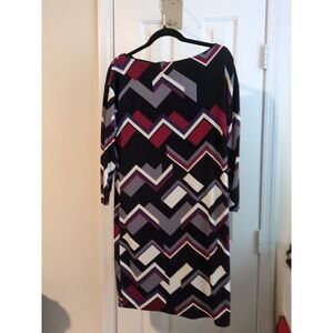 Ralph Lauren Black Geometric Black Multi-Color Print  Stretch Dress Size 10